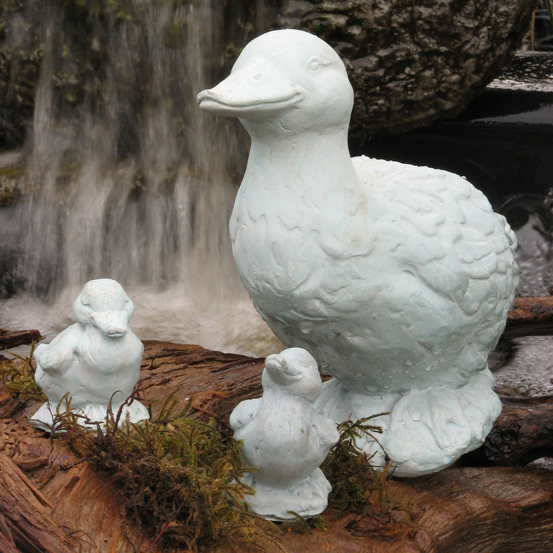 Duck And Ducklings Cast Stone Garden, Cast Stone Garden Statuary